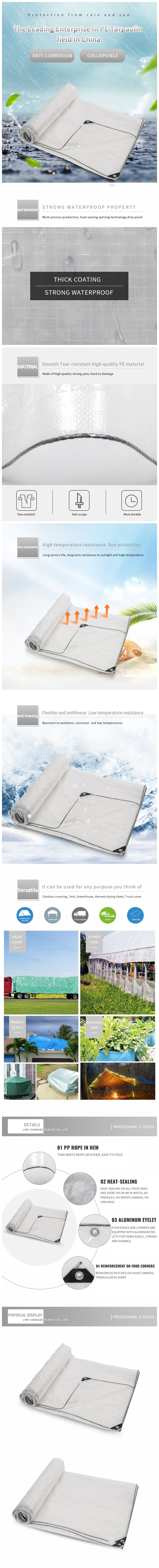 Detalles transparentes de lona de PE